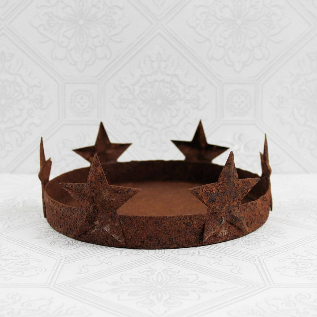 rusty tin star jar candle holder