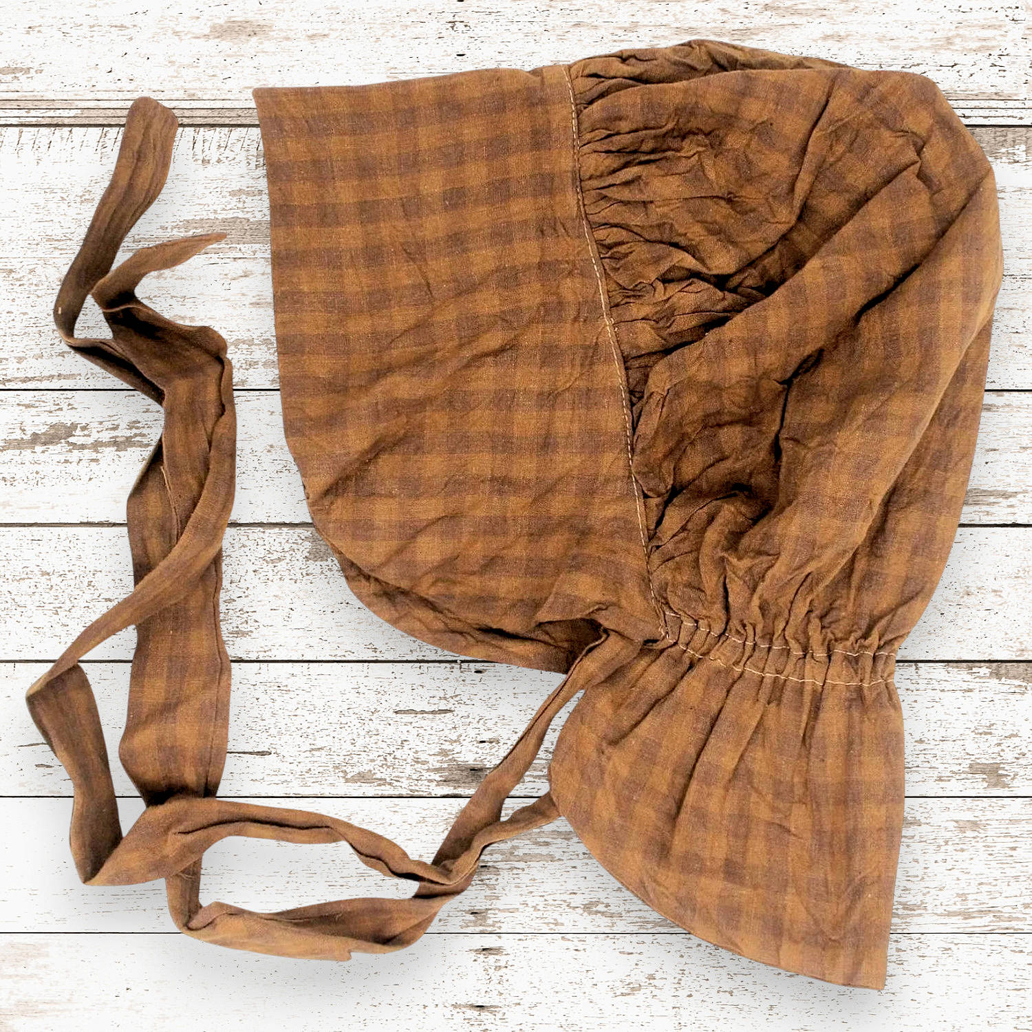 Decorative homespun gold and brown prairie bonnet