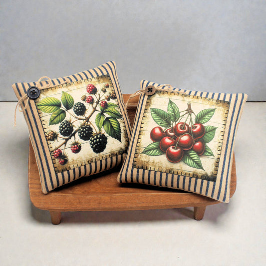 Cherries Blackberries Mini Pillows Bowl Fillers 2-Set