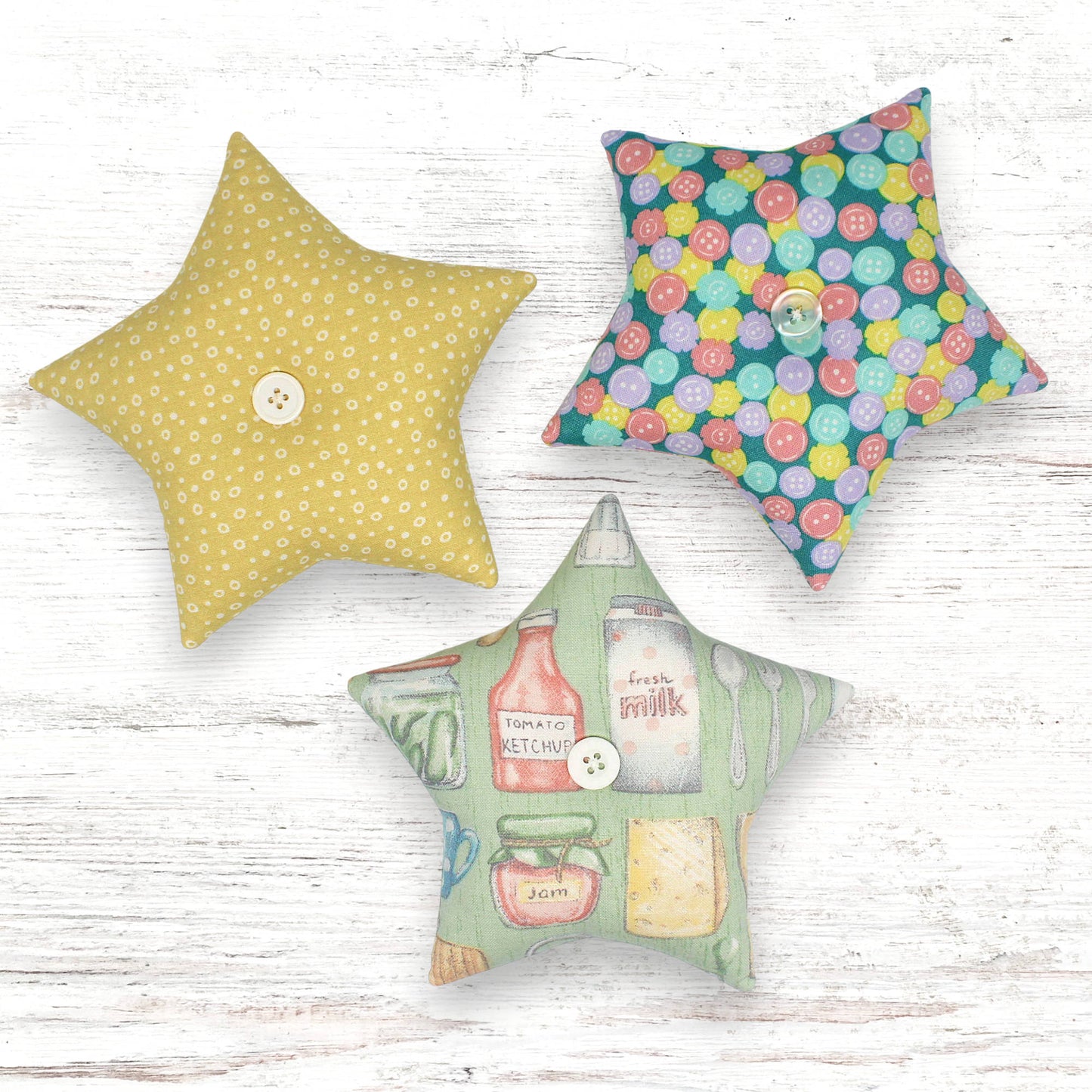 Set of three stars bowl fillers with a pastel farmhouse kitchen theme