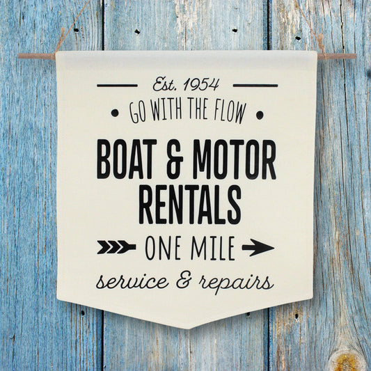 Boat Rental Wall Banner Lake Cottage Decor