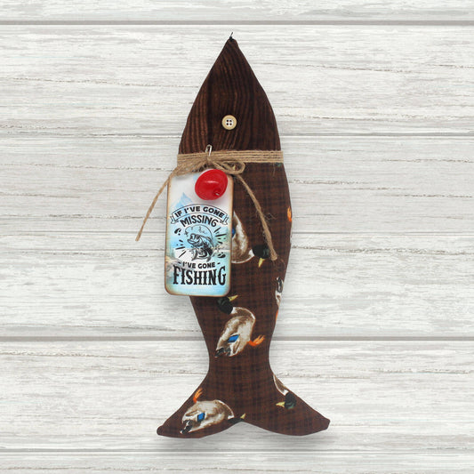 Fabric fishing ornament with tag