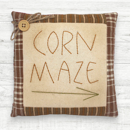 Embroidered mini pillow cupboard tuck corn maze