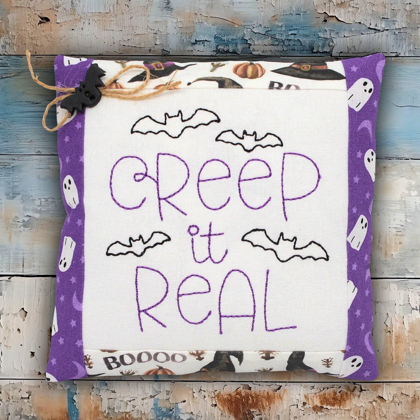 Creep It Real Embroidered Mini Pillow Halloween Decor